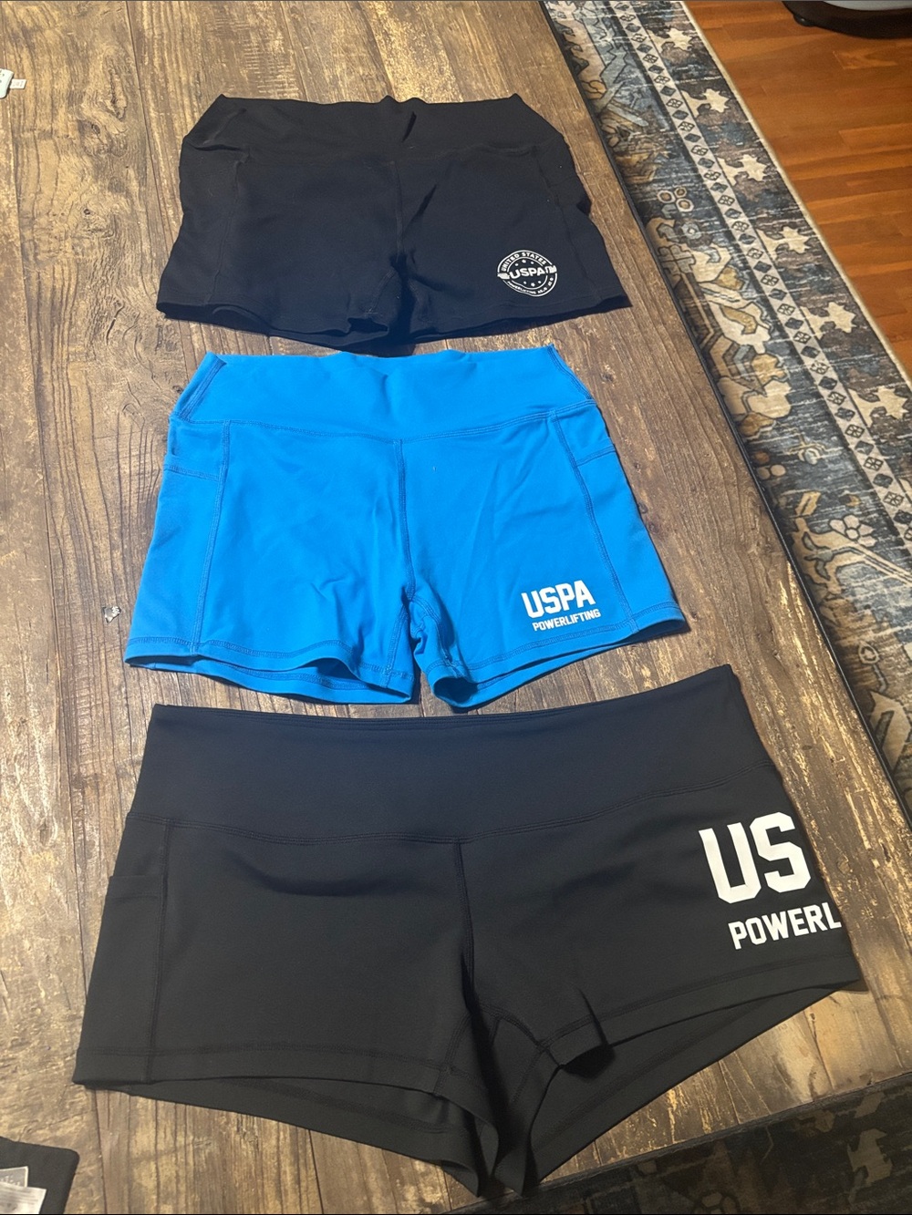 Women's USPA Powerlifting - Black & Blue Workout Shorts With Pockets!
